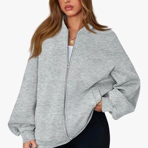 Women's Gray Zip-Up Jacket